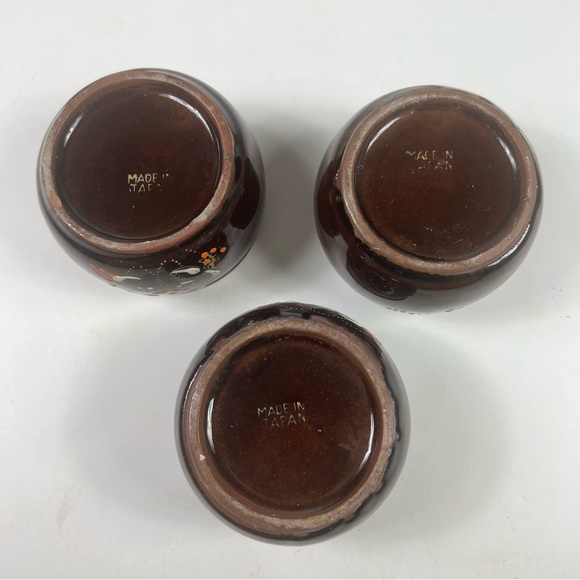 Vintage Hand painted Japanese Glazed Cups - Set of 3 - Picture 6 of 9